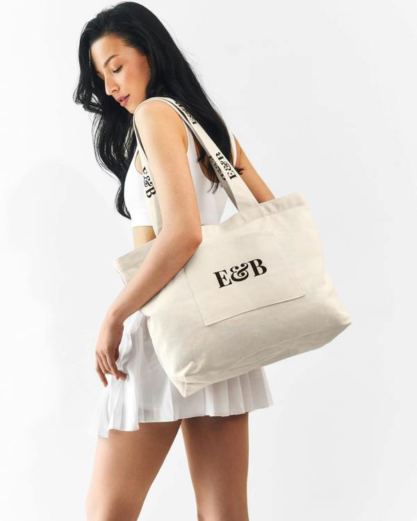 Elk & Bloom Large Chunky Everyday Neutral White Tote Bag