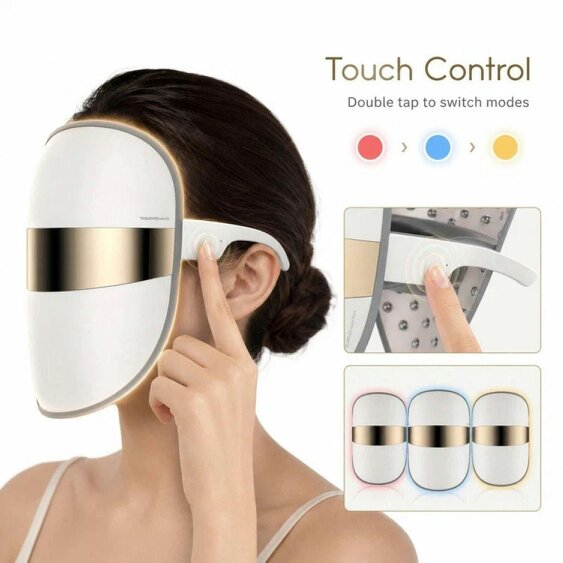 TOUCHBeauty LED Face Mask with Red Blue Yellow Light Therapy