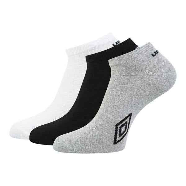 Umbro Unisex Adult Logo Trainer Socks (Pack of 3) - White/Black/Grey - 