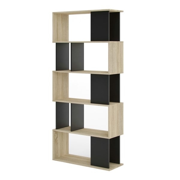 Furniture To Go Maze Open Bookcase 4 Shelves in Oak and Black