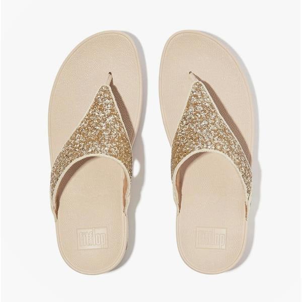 FitFlop FitFlop LULU GLITTER TOE-THONGS Womens Toe-Post Sandals Platino