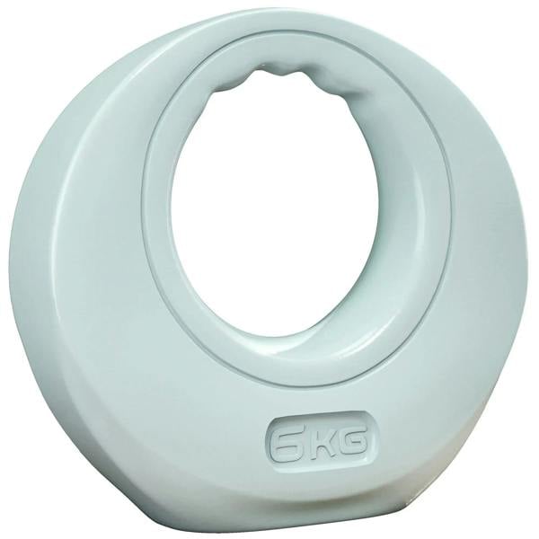 Light grey 6kg kettlebell with wide handle and 6KG marking