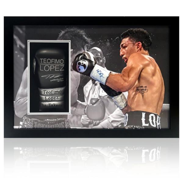 Teofimo Lopez Signed Glove Iconic Frame
