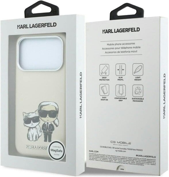 Karl Lagerfeld Smooth PU Leather Case with Sketch Print and MagSafe for iPhone 17/18 Pro 6.3" Beige - KLHMP18L6PWKCIDE