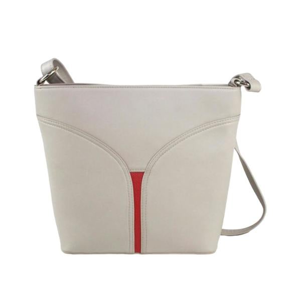 Eastern Counties Leather Caitlin Leather Shoulder Bag - Ivory/Red