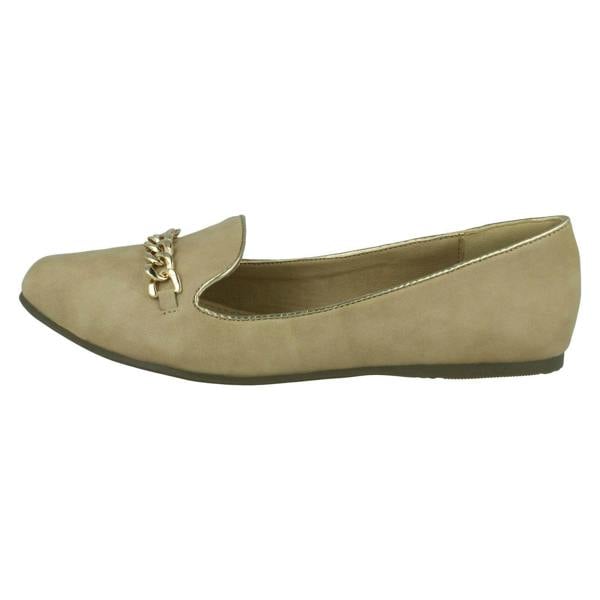 Spot On Ladies Spot On Chain Trim Flat Ballerina Shoes F80015