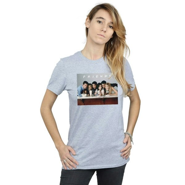 Friends Womens Group Photo Milkshakes Cotton Boyfriend T-Shirt - Sports Grey