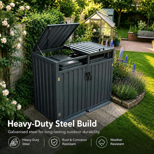 Nicoman Outdoor Metal Garbage Bin Shed