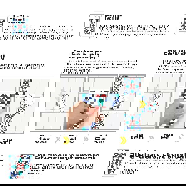 WT1508 - Marrakech Tiles Wall Stickers - 15 cm x 15 cm - 24 pcs.