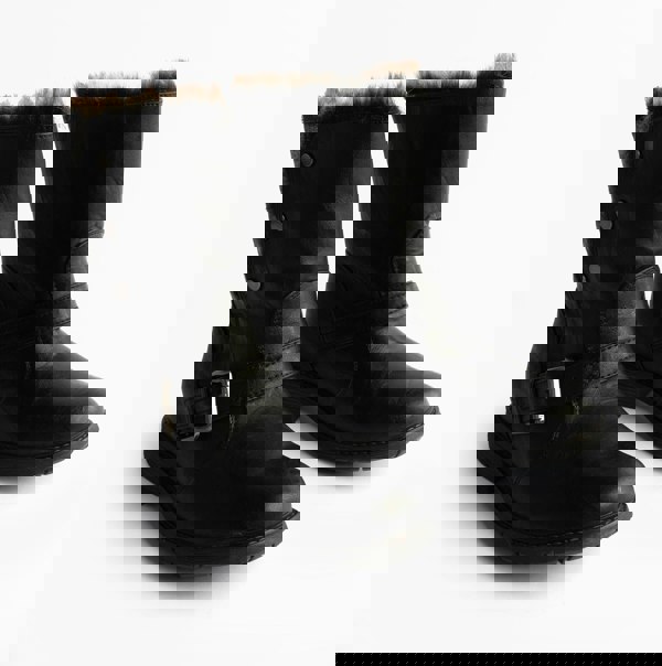 Cipriata ANDREANA Womens Faux Fur Fold Down Biker Boots Black