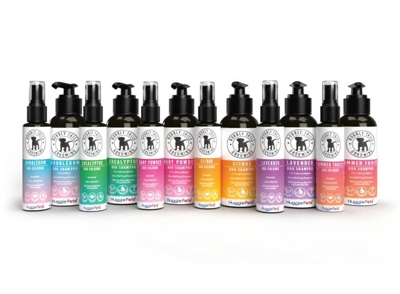 HugglePets Bubbly Tails Dog Shampoo and Deodorising Cologne Spray Set