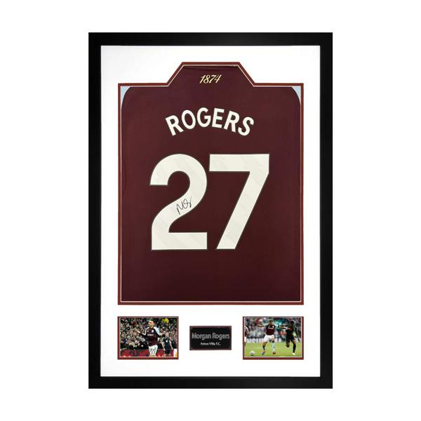 Morgan Rogers Signed Aston Villa Shirt Premium Frame