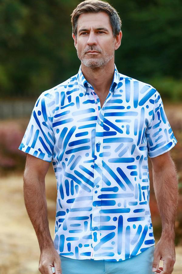 Claudio Lugli Bold Brushstroke Print Short Sleeve Shirt