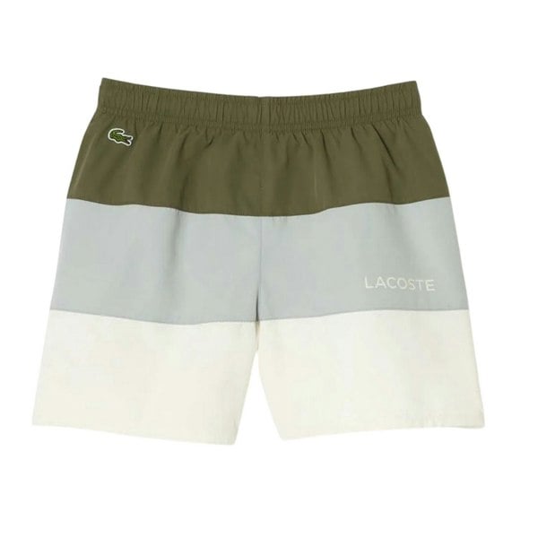 Lacoste Boys Colour Block Taffeta Swimming Trunks - Green/Grey/White