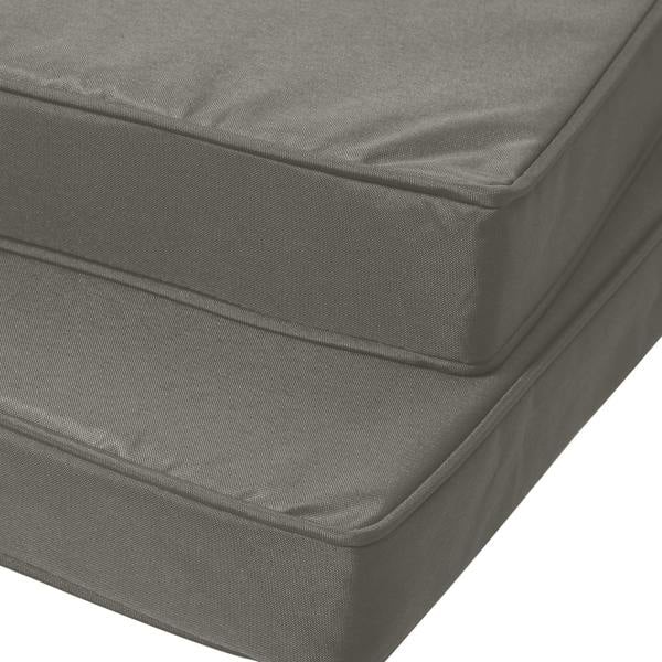 Dark grey cushion corner with stitched seam and textured polyester fabric cover