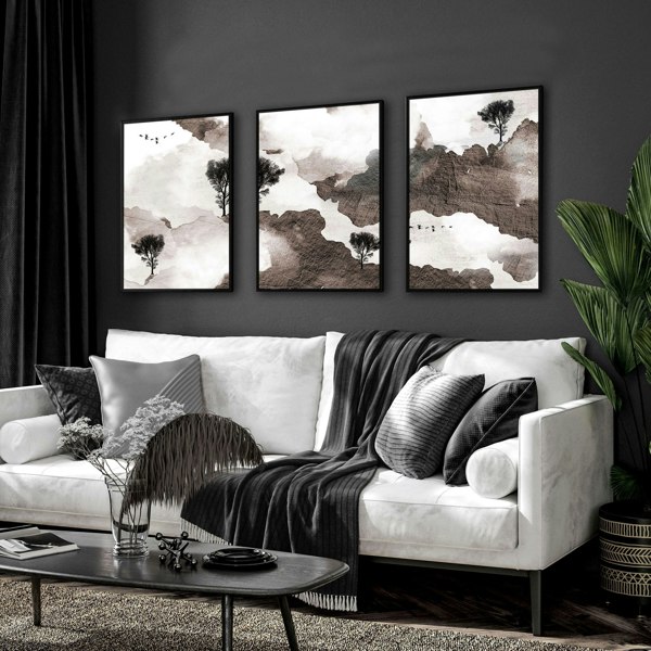 Living room pictures for the walls | set of 3 art prints