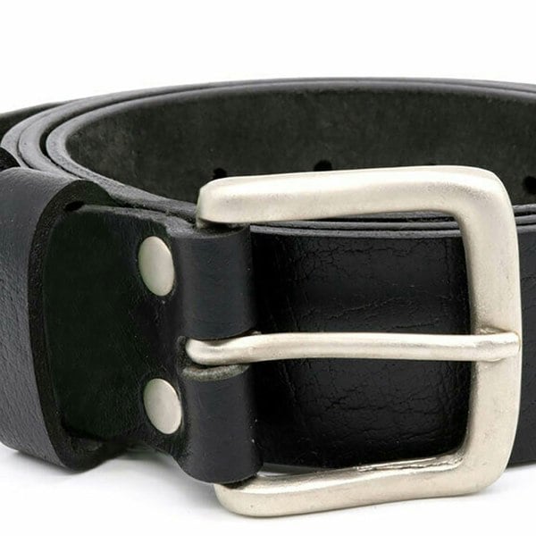 Duke Mens D555 Gavin Leather Square Buckle Belt - Black