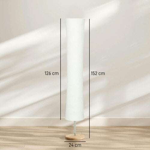 HOMCOM 152 cm Modern Dimmable Standing Lamp with Pine Wood Base, White