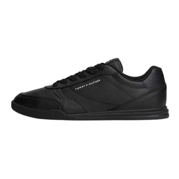 Tommy Hilfiger Mens Lopro Leather Trainers - Black - 