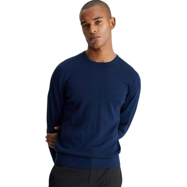 Calvin Klein Mens Merino Wool Regular Jumper - Navy - 
