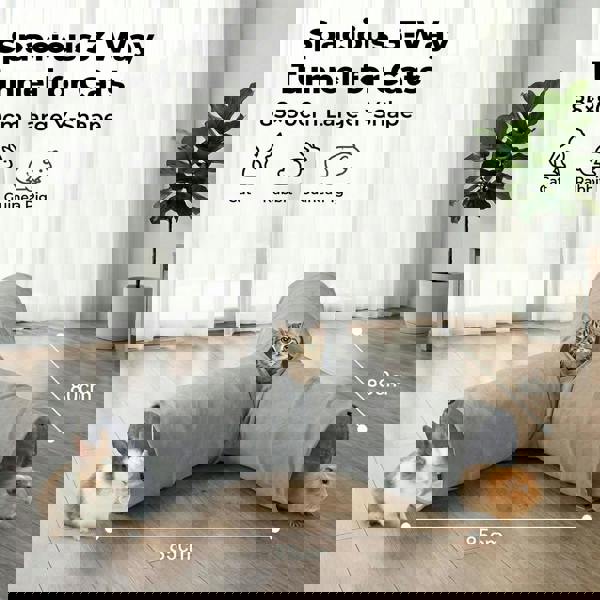 Skylos 3-Way Cat Tunnel Foldable Interactive Play Tunnel with Balls Cats Kittens