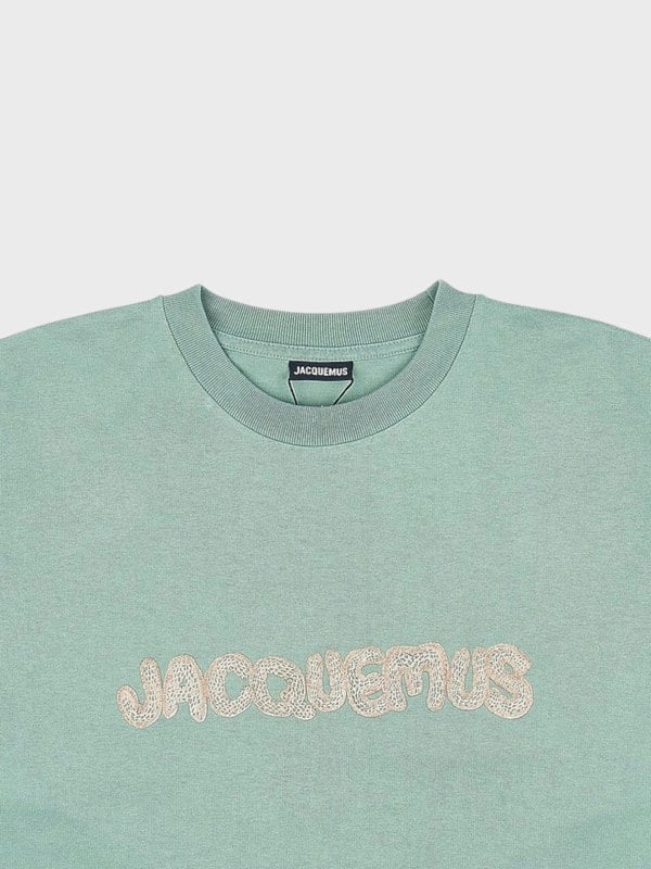 Jacquemus Le T-Shirt Raphia Print Macrame Logo Green - Supplied FashionJACQUEMUS
