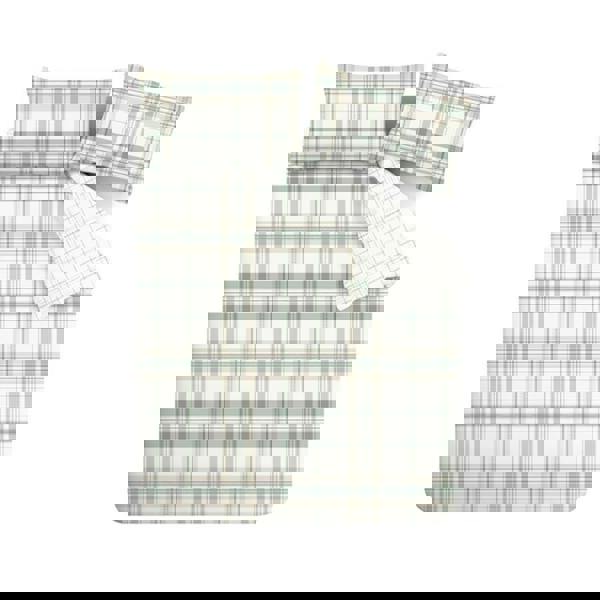 Catherine Lansfield Cartmel Check Reversible Duvet Cover Set Soft Green