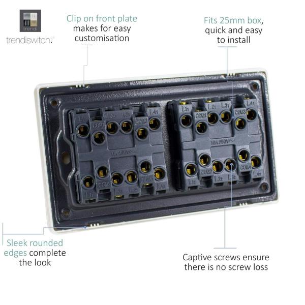Trendi Switch 8 Gang 1 or 2 Way Light Switch in Warm Grey