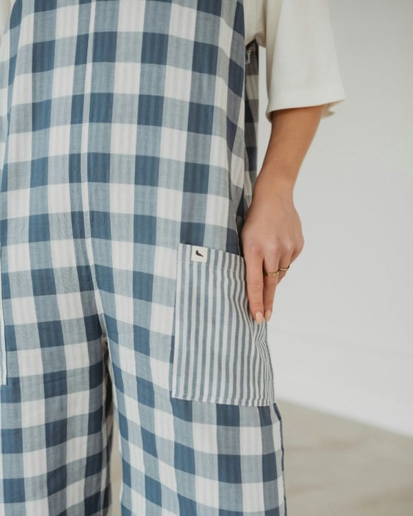 Grace Multicolour Marine Check Print Reversible Wide Leg Jumpsuit - image 3