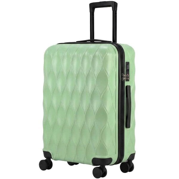 24Inch Suitcase, ABS Hard Shell Checked Luggage with TSA Lock, Spinner Wheels, Telescopic Handle, Green