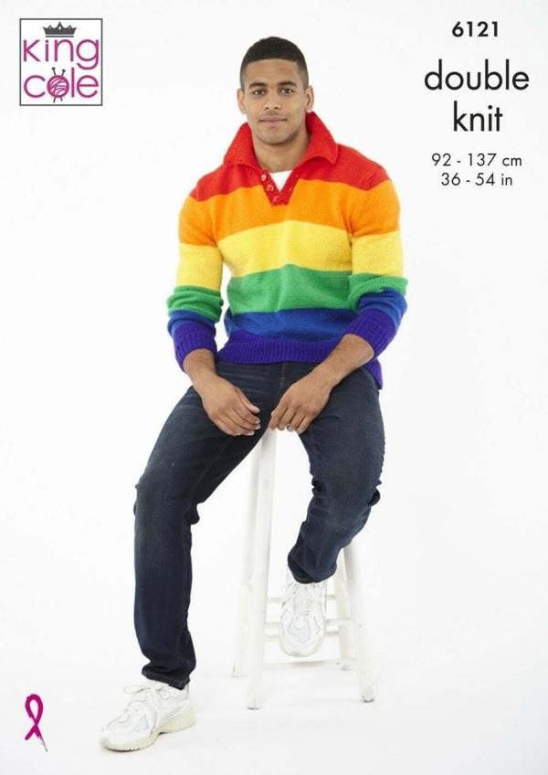 King Cole Pricewise DK Knitting Pattern 6121, Sweaters, Slipovers for Men, 36 - 54 Inches