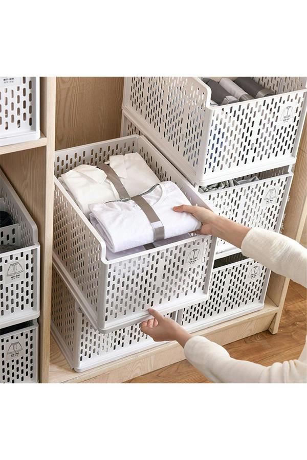 Stackable Clothes Storage Basket Wardrobe Drawer Box Organizer
