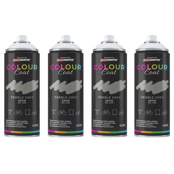 Colour Coat 4X Pebble Grey RAL 7030 Satin Spray Paint 400ml