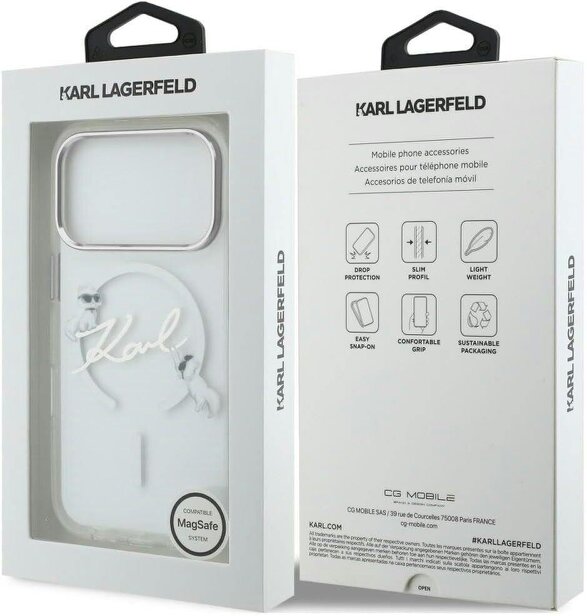 Karl Lagerfeld Script Logo Case with MagSafe for iPhone 17/18 Pro 6.3" Clear - KLHMP18L5HKSCAH