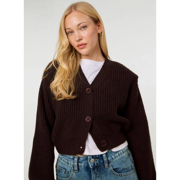 Pink Vanilla Cropped Button Cardigan