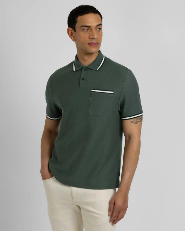 Steel & Jelly Tolworth - Textured Polo Shirt With Contrast Rib
