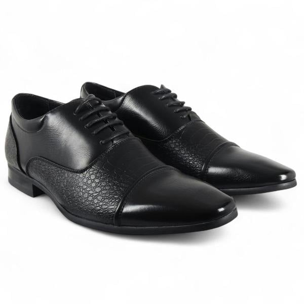 Dolcetto Men's Black Classic Lace-Up Brogue Formal Shoes