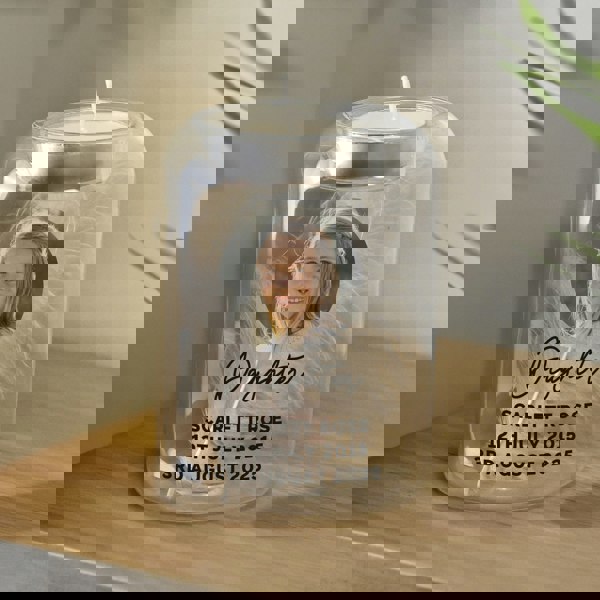 Personalised Memento Company Personalised Photo Upload Memorial Feather Tealight Holder