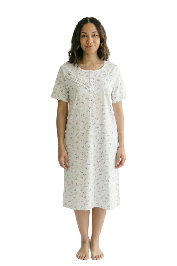 Camille Womens Classic 100% Organic Cotton Short Sleeve Nightdress