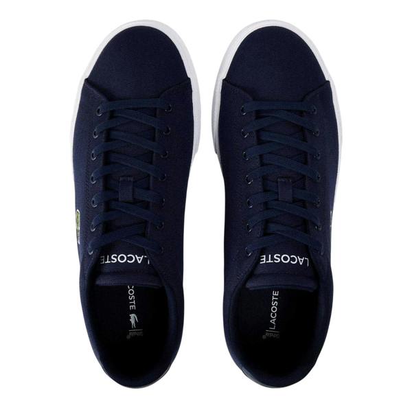 Lacoste Mens Lerond Canvas Low Flat Trainers - Navy/White - 