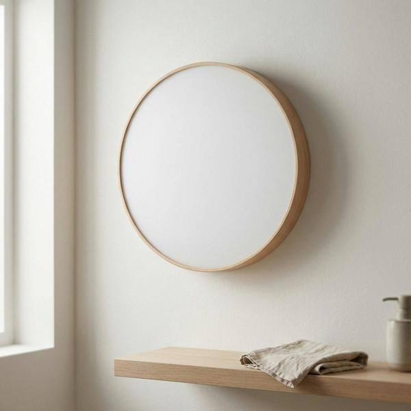 Garden Greatness Natural Wooden Frame Round Mirror