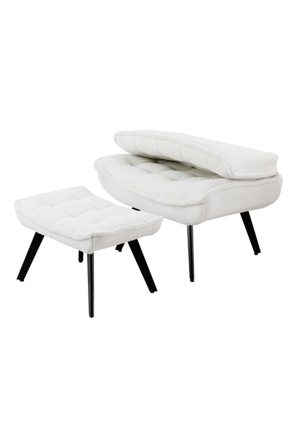 Living and Home Minimal Comfy Chair with Footstool Set for Living Reading Room