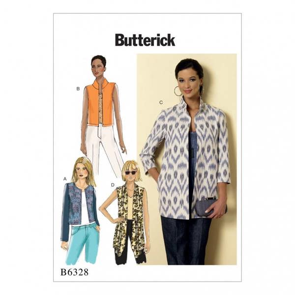 Butterick Sewing Pattern 6328, Waistcoats, Jackets for Women, B5 (8-10-12-14-16) - Easy