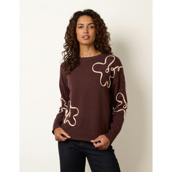 Blue Vanilla Floral Pattern Sweater