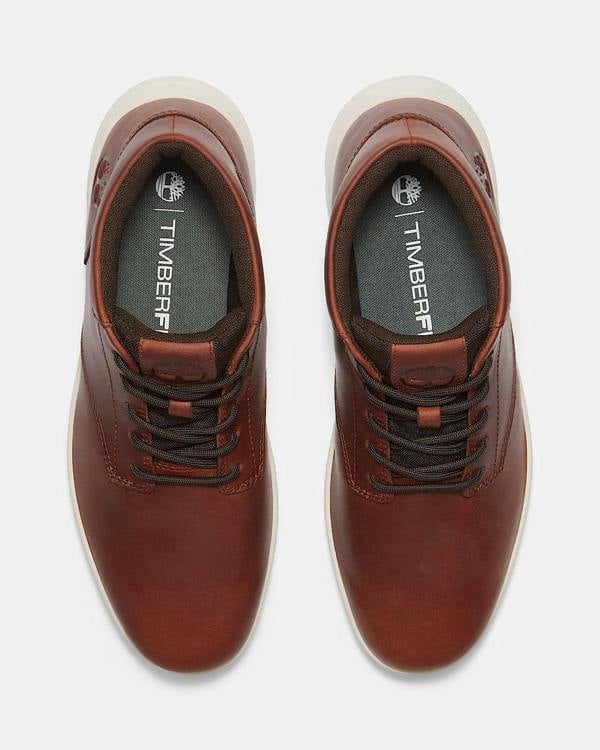 Timberland Parker Street Full Grain Leather Mid Mens Trainers - Rust | CHO | Designer Mens Trainers
