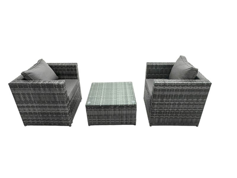 Fimous Rattan Garden Furniture Chairs Square Coffee Table Set