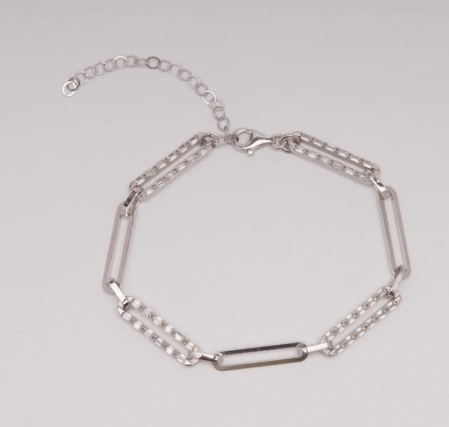Spero London Sterling Silver Pave Paperclip Chain Bracelet