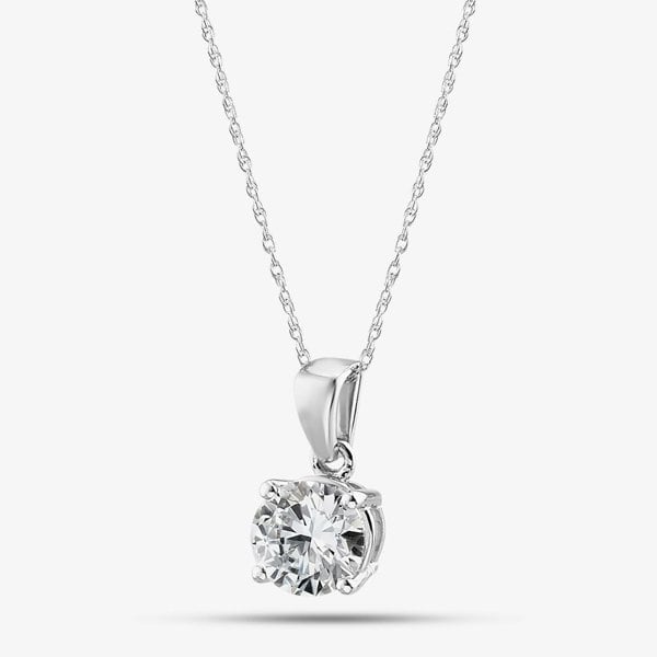 T. H. Baker 9ct White Gold Certified Lab Grown 1.00ct Brilliant Cut Diamond Pendant Necklace LGP3119-100 (WG)