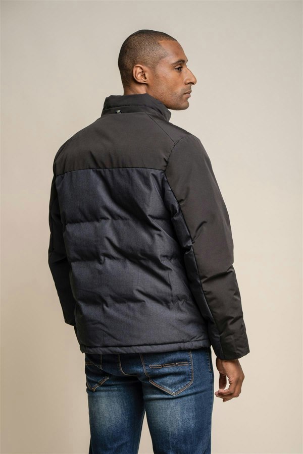 Farros puffer charcoal coat back