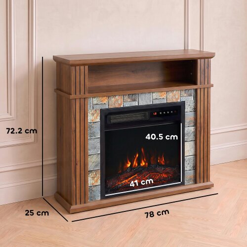 HOMCOM Freestanding Electric Fireplace Suite, 1800W, Open Shelf, LED Flame